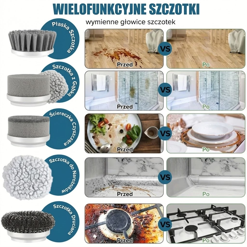 Czyścioszek - bezprzewodowa Elektryczna Szczotka do Czyszczenia 5w1